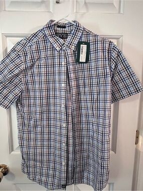 Rye Men's Short-Sleeve Plaid Button-Up Shirt - Blue & Brown